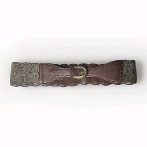 Jasper & Jeera Medium Anthropologie Corset Brown Leather Beaded Boho Belt Size S